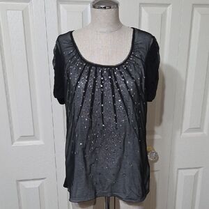 White House Black Market Black Sequin Blouse